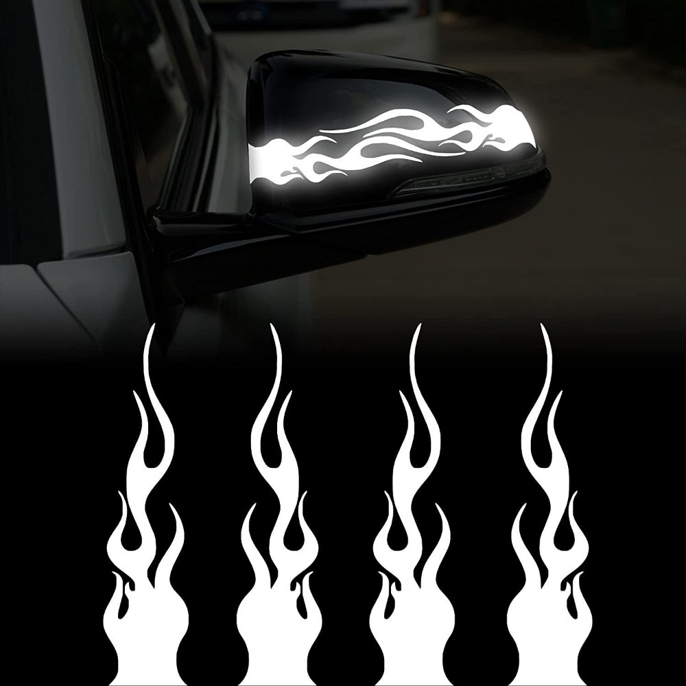 4PCS Flame Reflective Car Stickers for Rearview Mirror DIY Racing Sport Style Stripe Cool Body Styling Durable Vinyl Auto Decals