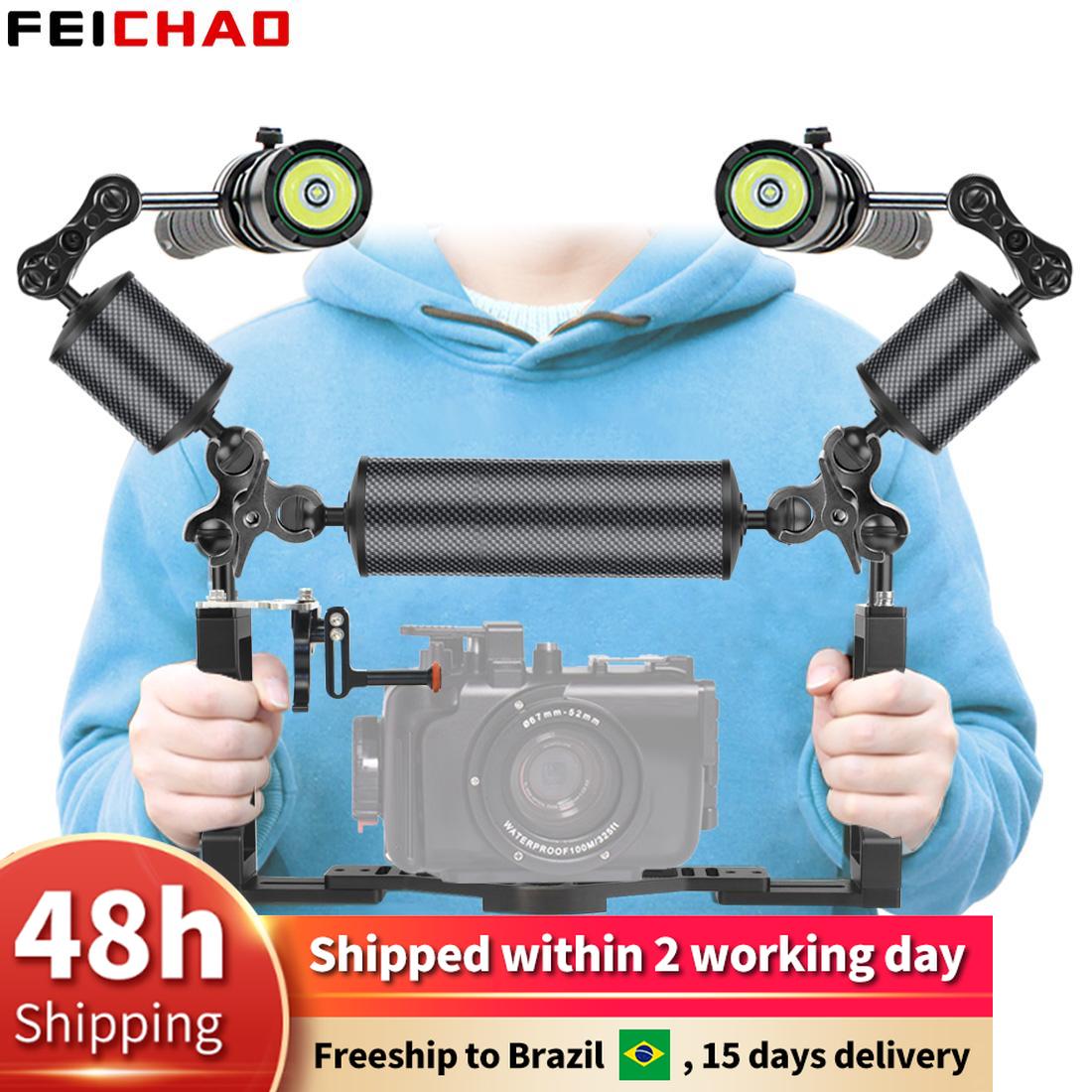 Diving Dual Handle Tray Stabilizer Bracket Rig Bracket DIY Kit with Buoyancy Float Arm Underwater Fill Lights for DSLR Cameras