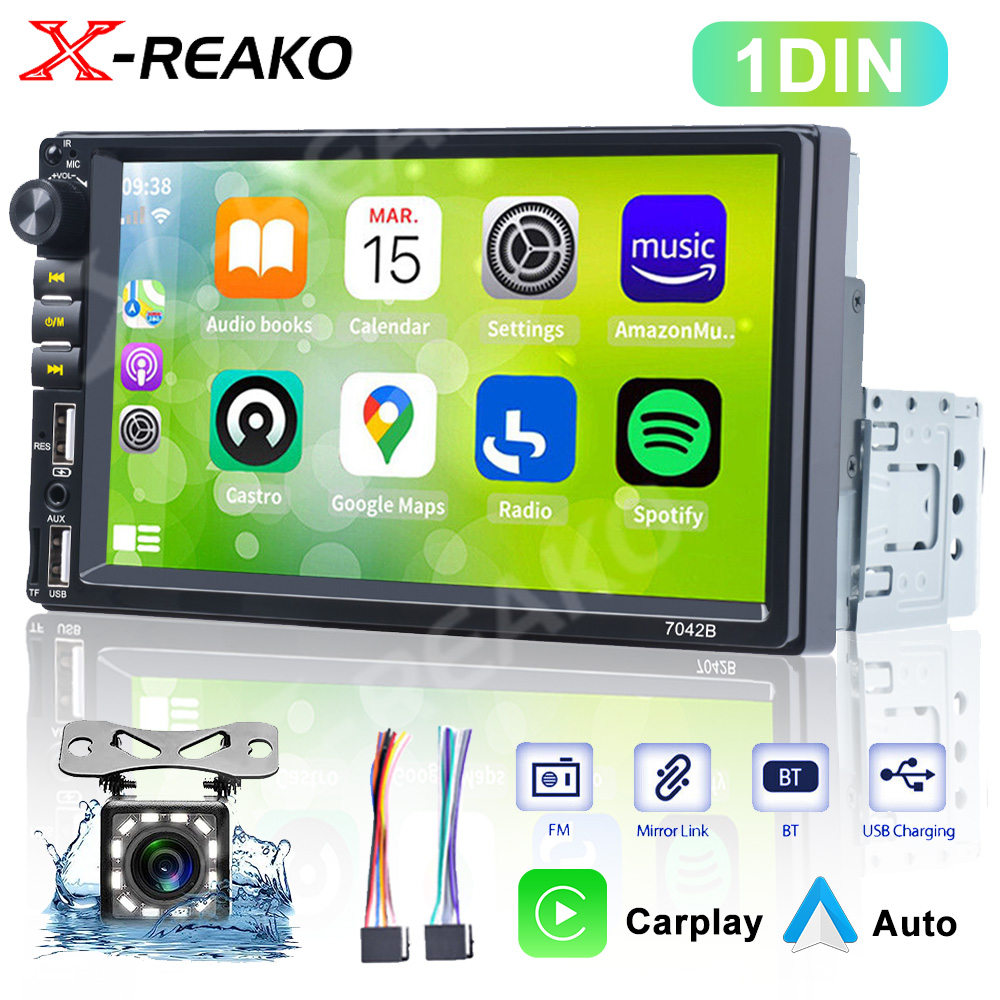 X-REAKO 1 Din 7" MirrorLink Android Auto-radio Carplay Bluetooth Stereo TF 2USB Universal Car Radio 1din MP5 Player Touch Screen