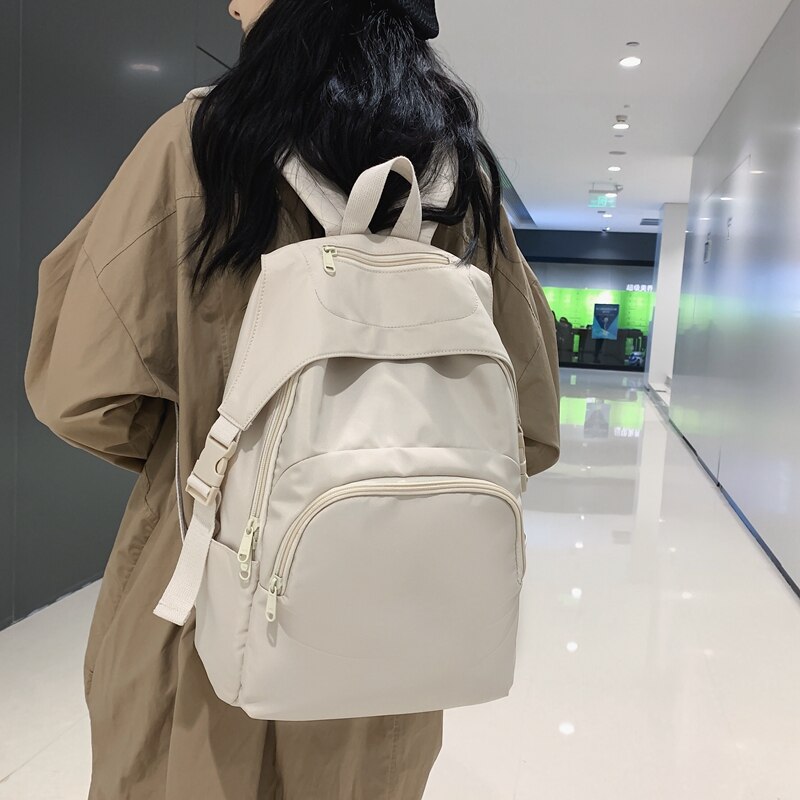 14 Inch Solid Color Large Capacity Ladies Backpack Casual Schoolbag Men And Women Universal Computer Backpack 2a864