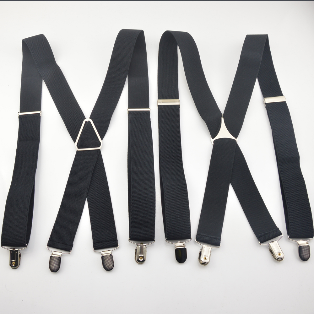 Suspenders for Men 3.5cm Wide Clip Adjustable Elastic Trouser Braces Straps black Heavy Duty Big Gallus Wholesale Retail