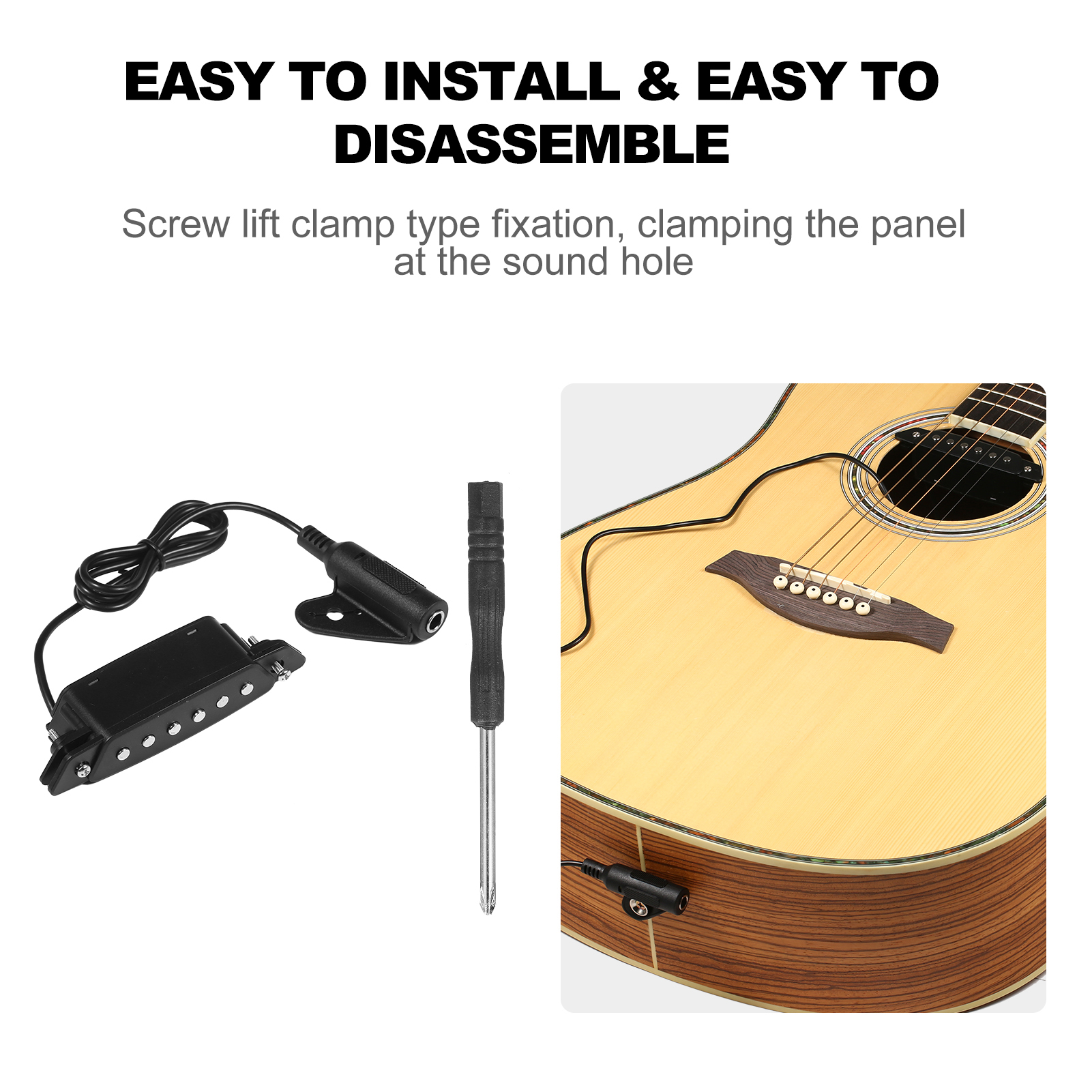 Acoustic Guitar Magnetic Pickup Passive Magnetic Soundhole Coil Pick-up 6.35mm Jack for All Folk Acoustic Guitar Accessories