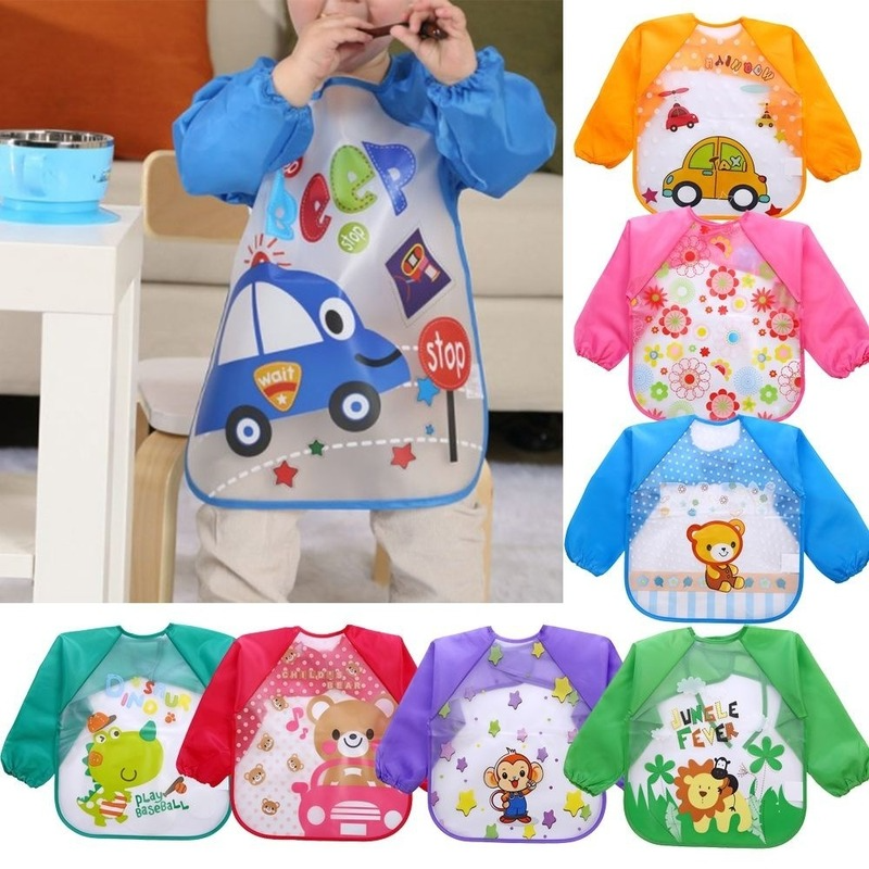 4pcs/lot Feeding Baby Bibs Waterproof Bandana Cute Full Sleeved Bibs for Baby Girl Bib Saliva Boy Burp Cloths Baby Self Feeding