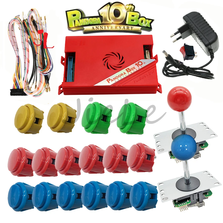 Simple DIY Kit for Home 2P Arcade Game Console Bartop with V2.0 Pandora Box 10th Anniversary 5171 in 1 Joystick HAPP Push Button