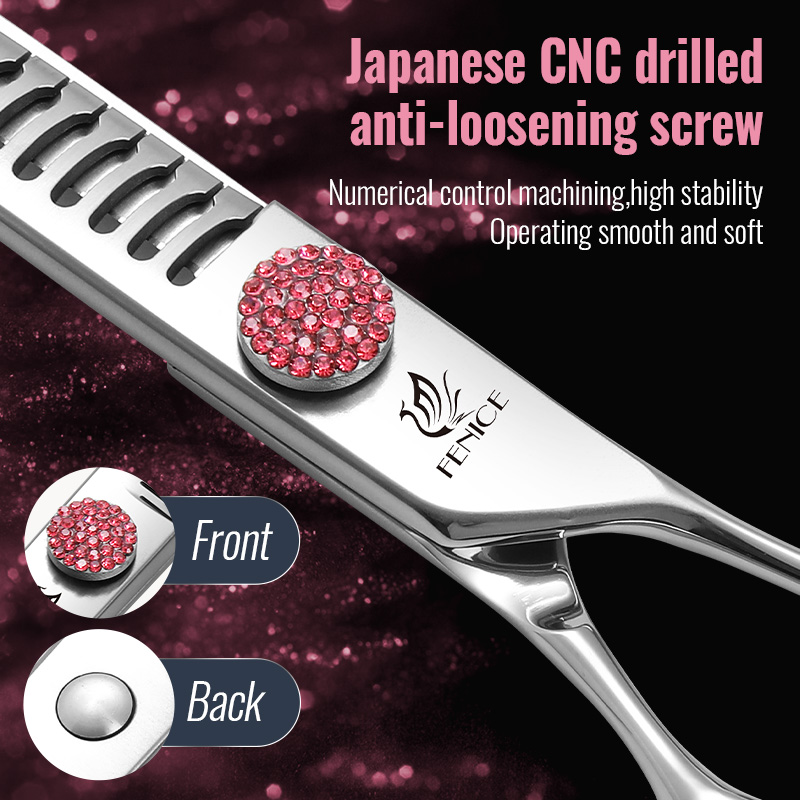 Fenice Professional 6/6.75/7/7.5 Inch Pet Scissors For Dog Grooming Straight&Thinner&Curved&Chunker Grooming Shears Tool Set