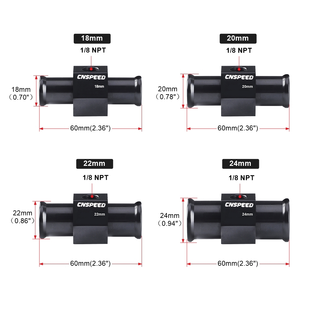 Black Water Temp Gauge Radiator 1/8Npt Temperature Water Temp Joint Pipe Sensor 18mm 20mm 22mm 24mm Hose Adapter For car moto