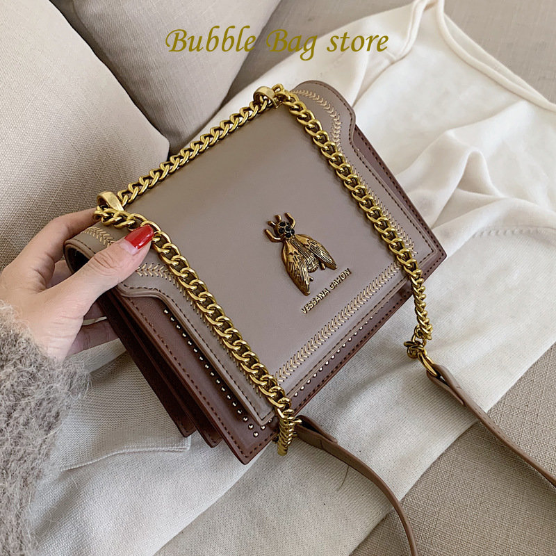Luxury Brand Women Handbag 2022 New Retro Bee Female Shoulder Bag Simple High Quality Leather Designer Crossbody Bags