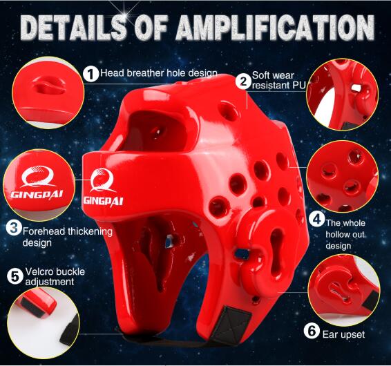 GINGPAI Taekwondo Helmet Sanda Kick Boxing Head Guard Headgear Protector Sparring Gear Karate Muay Thai Head Protection