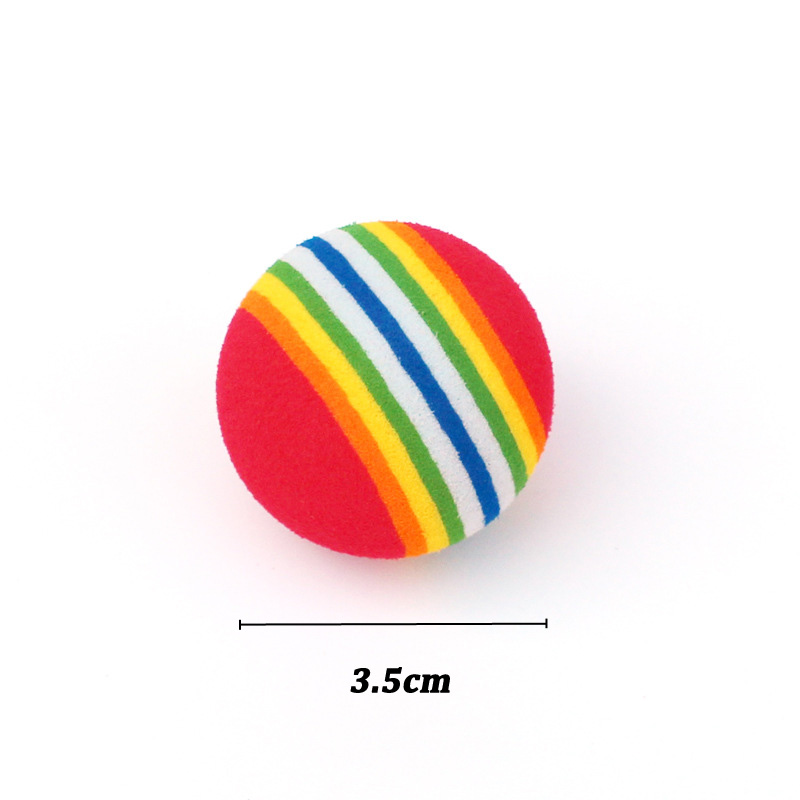 10Pcs Colorful Cat Toy Ball EVA Bite-Resistant Elastic Rainbow Ball Kitten Puppy Chewing Training Interactive Toys Pet Supplies