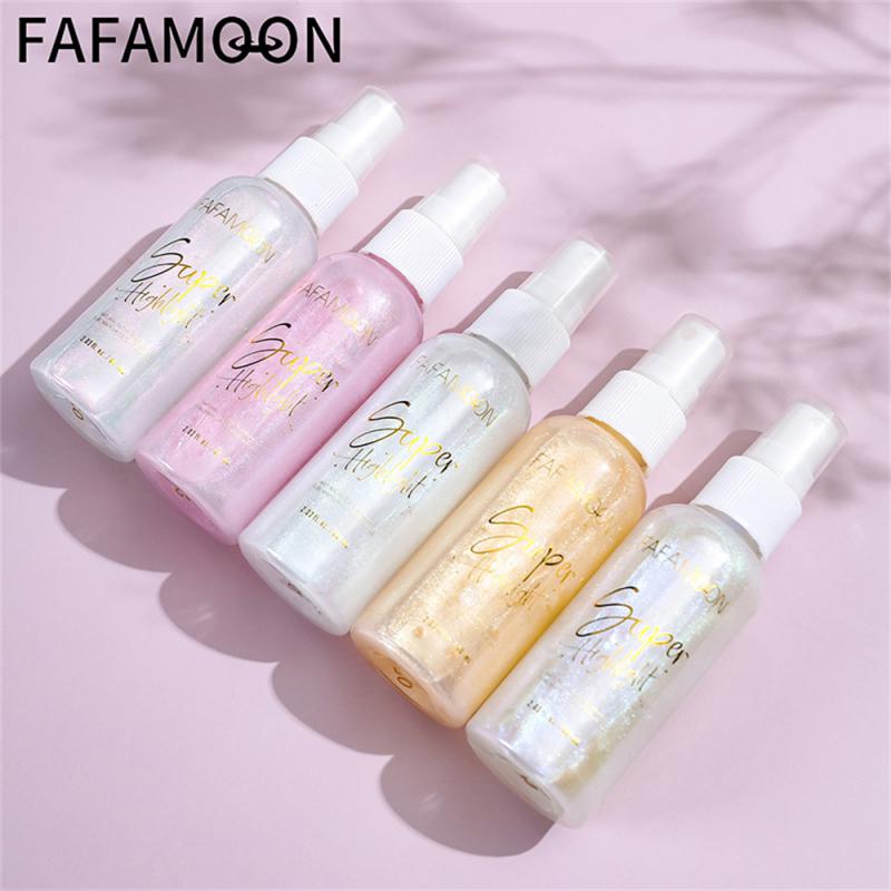 5 Colors Highlighter Powder Spray High Gloss Glitter Powder Spray Shimmer Sparkle Powder Makeup For Face Body Highlight Makeup