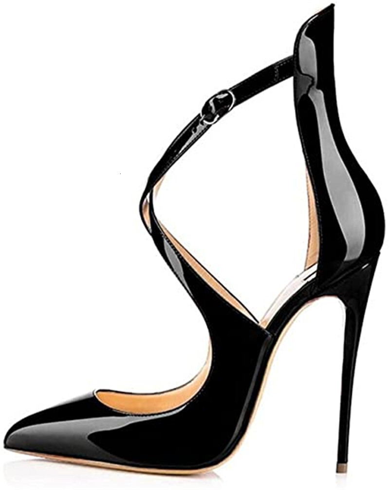 12Cm Thin High Heel Women's Sexy Pointed Toe Wedding Party Pumps Patent Leather Shoes Big Size 68