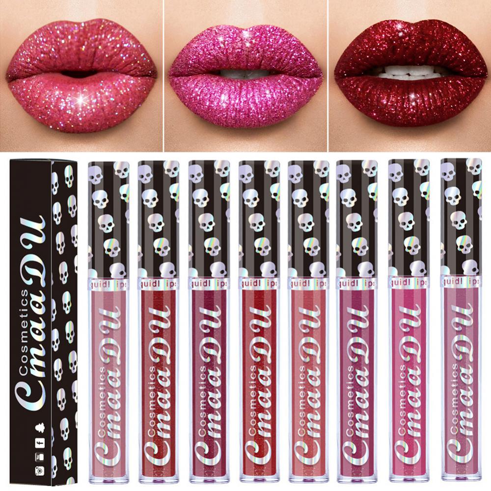 e df Lipstick Shiny Skull Symphony Veet Glitter Powder Lip Makeup Waterproof Non Stick Long lasting Cup F G