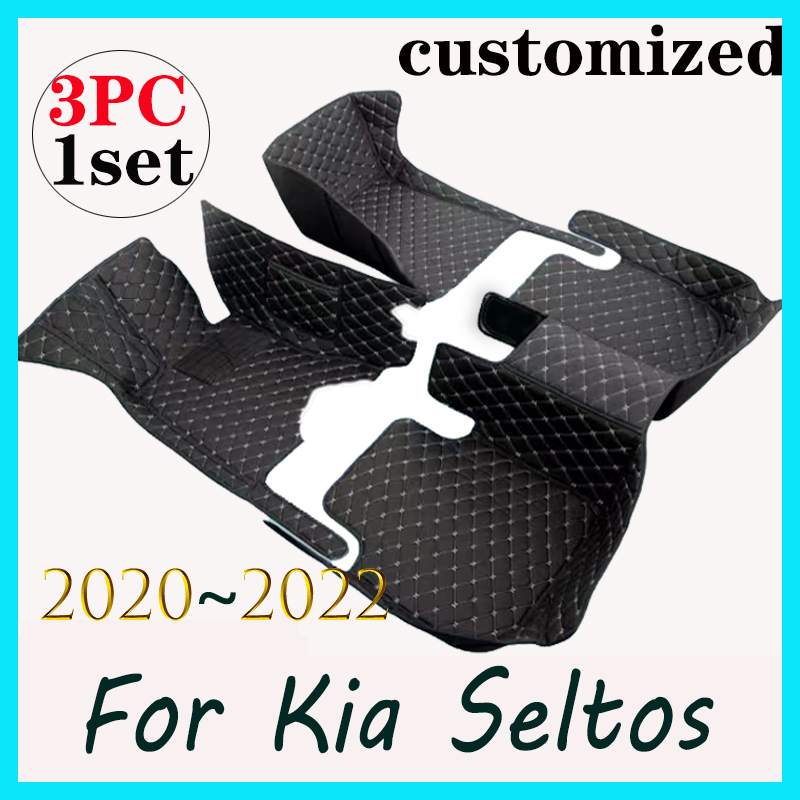 Floor Mats For Kia Seltos 2020~2022 Leather Mat Waterproof Rugs Carpet Anti Dirty Pad Interior Parts Car Accessories