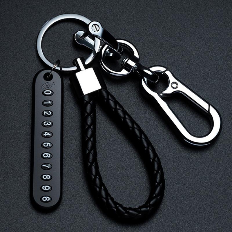 Key Ring Phone Number Card Metal Anti lost Useful Car Accessories loss Keychain Weave Rope Braided Keyring 5