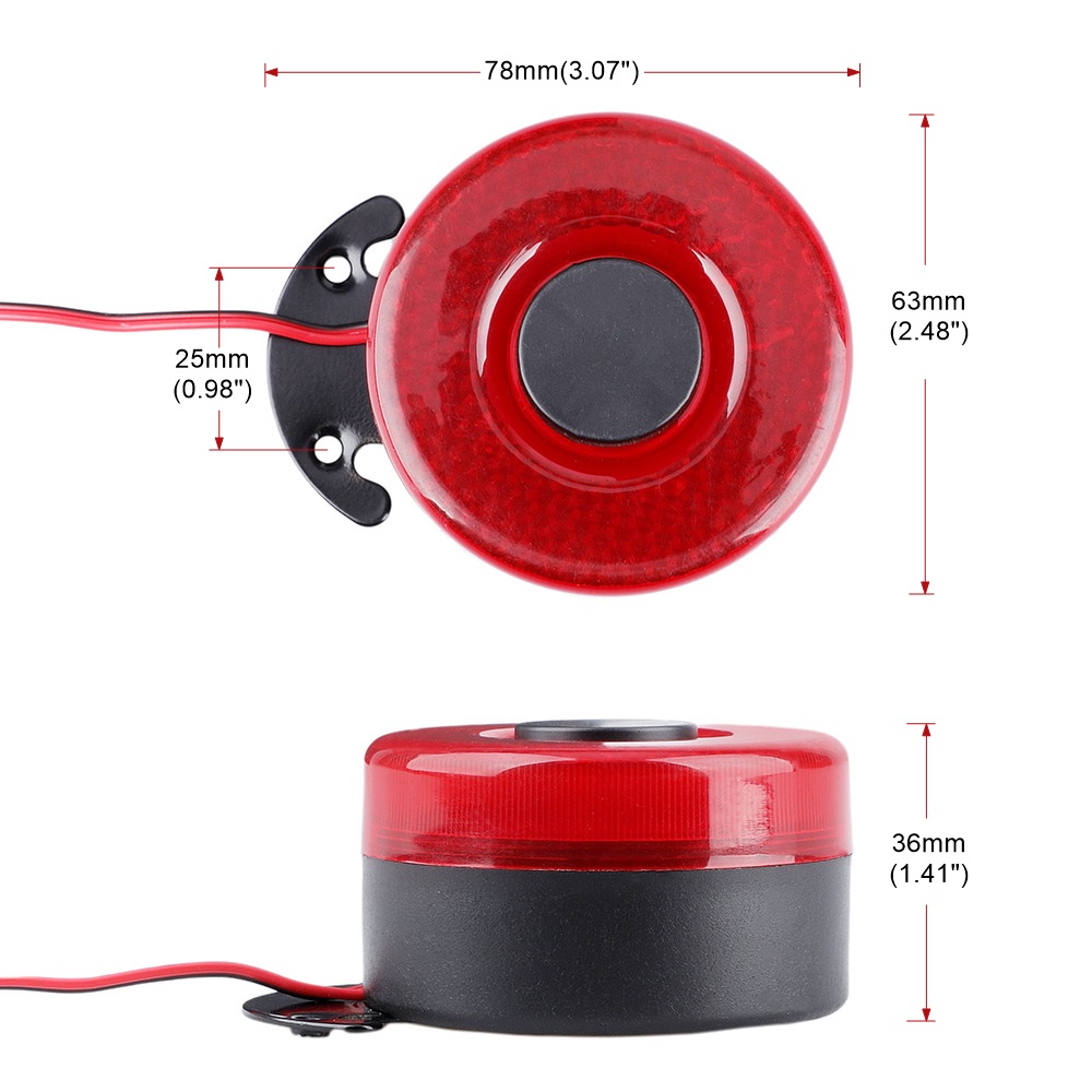 DC 12V-24V 105dB Beep Reverse Beeper Air Horn Warning Siren 6 Sound Signal Backup Alarms Horns With Red LED for Car Boat Truck
