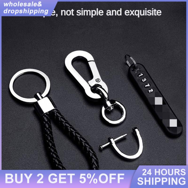 Key Ring Phone Number Card Metal Anti lost Useful Car Accessories loss Keychain Weave Rope Braided Keyring 5
