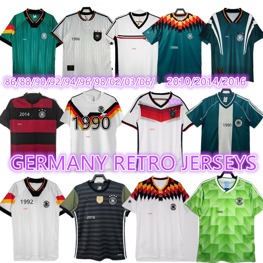 Germany Mens Retro Soccer Jersey 1990 Home Away Klinsmann Matthias Football Shirts Kalkbrenner Littbarski Ballack 86 88 90 92 94 96 98 2002 2003 2010 2014 16 JERSEYS