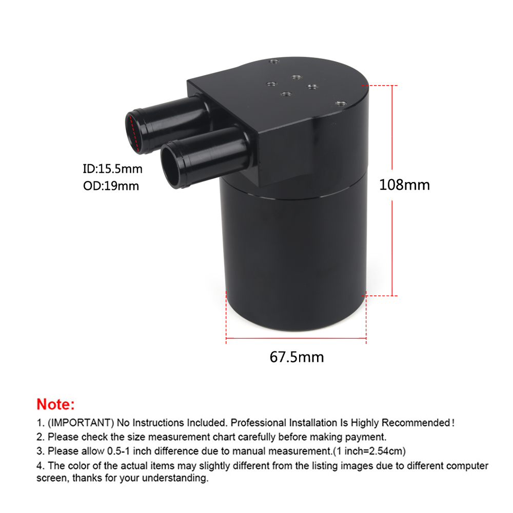 UNIVERSAL Aluminum Alloy Reservior Oil Catch Can Tank For N54 335 E90 E91 Touring E92 Coupe E60 E93 Black / Sier