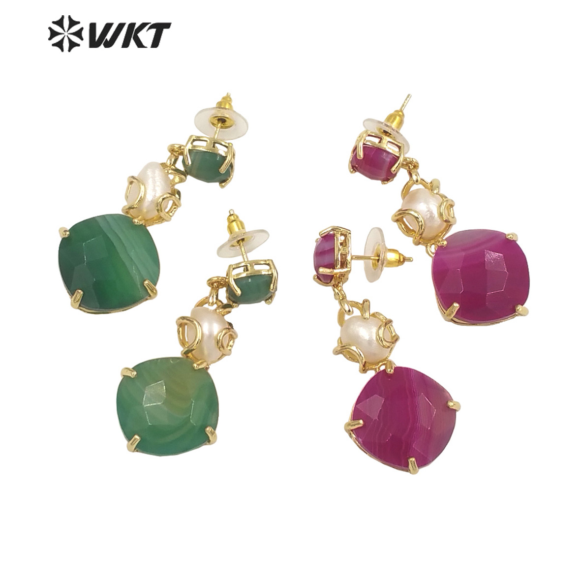 WT-MPE116 WKT 2023 Charming Style Jewelry Real Pearl & Agate Making Earring Supplies Dance Party Good Quality New Party