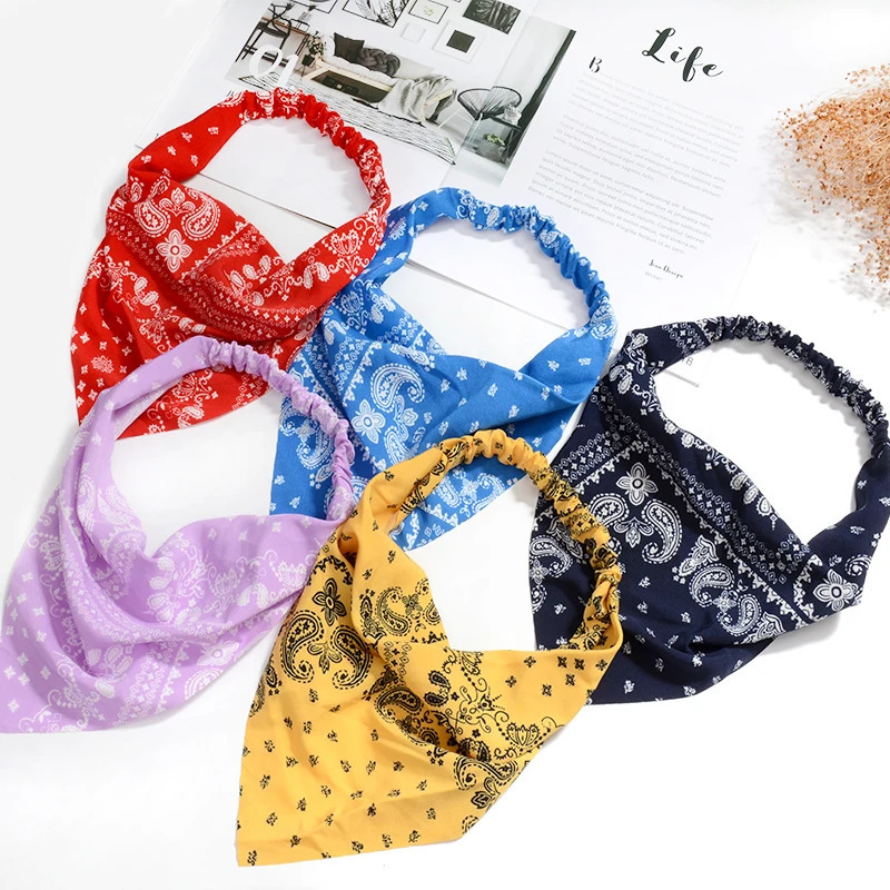 63 Style Bohemia Bandana For Women Elastic Hair Bands Triangle Headscarf Floral Print Head Wrap Scarf Accessories Headwear 240530