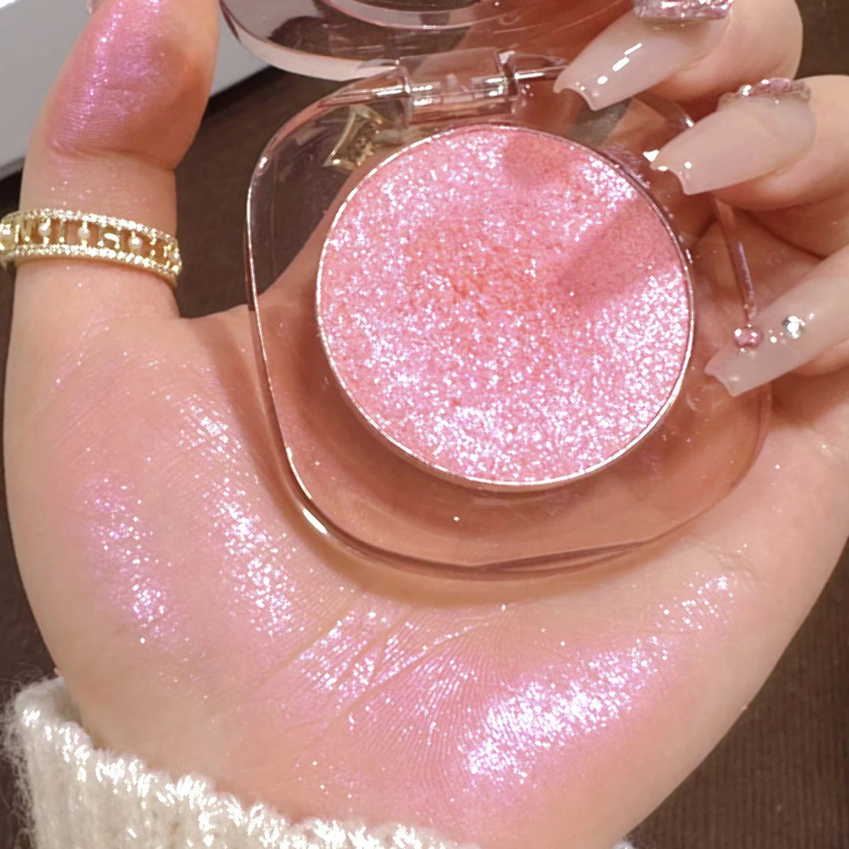 Makeup Highlighter Pink Polarized Shiny Glitter Brighten Cheekbones Eyes High Gloss Palette Highly Pigmented Shimmer Fine Shine X251027