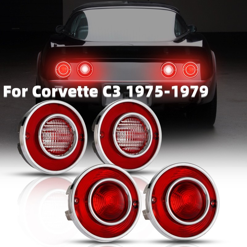 4pcs/set Car LED Tail Light Taillight Rear Brake Light for Corvette C3 1975-1979 (without Bulbs)