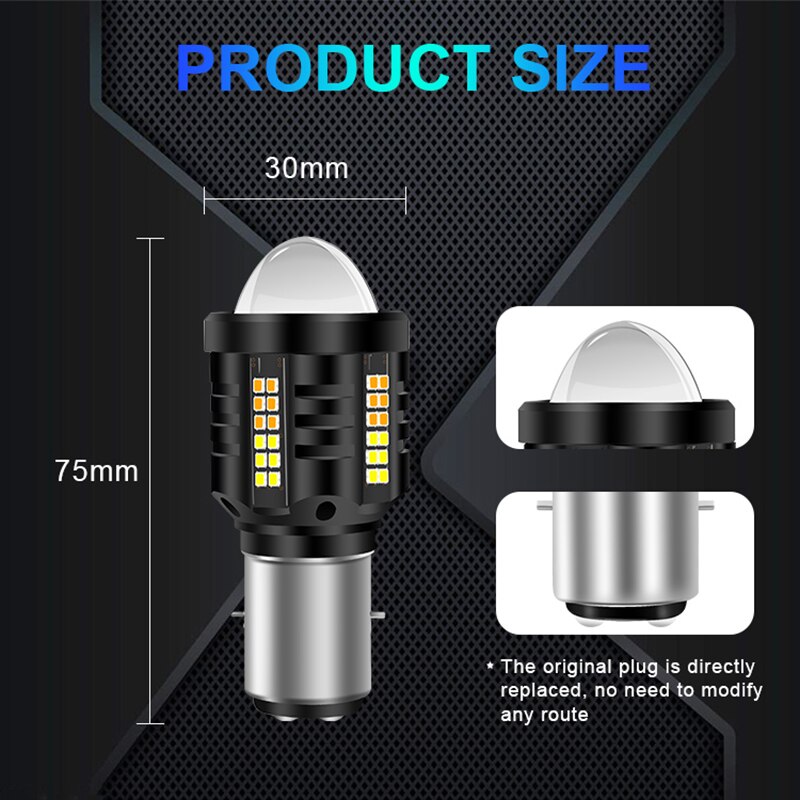 1PCS H4 LED Headlight for Motorcycle H6 BA20D Bulbs White Yellow Hi Low Beam Projector Lens Fog Lamp Scooter Motorbike Headlamp