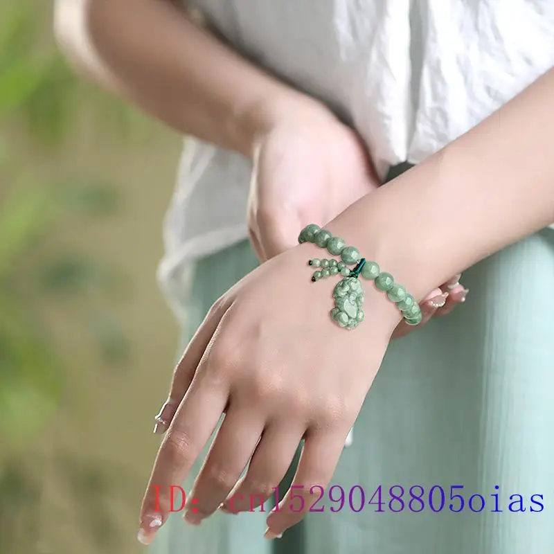 Burmese Jade Pixiu Bracelets Carved Bangles Talismans Jadeite Gemstones Women Real Green Bead Jewelry Amulets Designer Natural