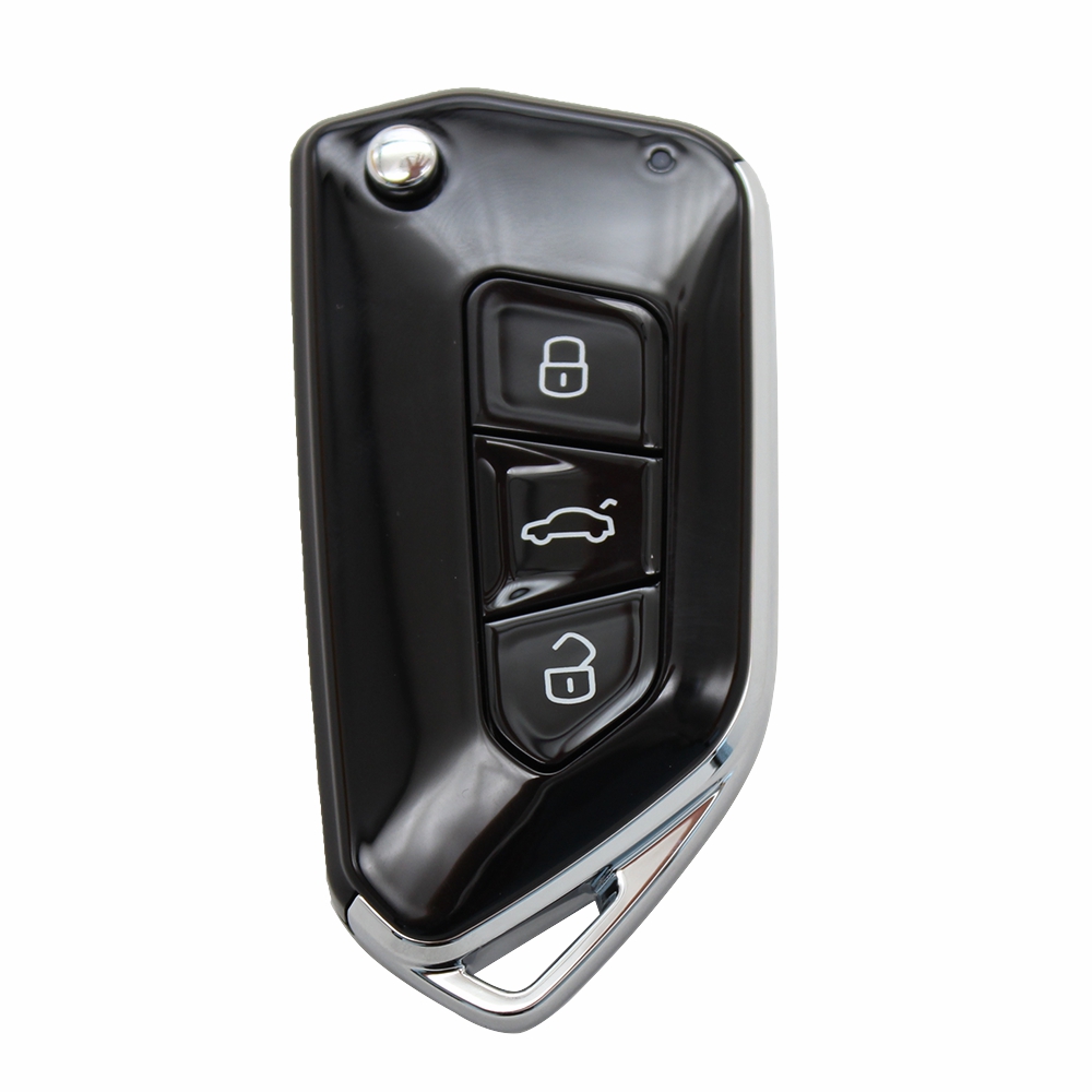 Xinyuexin Modified Flip Folding Key Shell for VW Golf Tiguan Polo Passat B5 Jetta for Skoda for Seat 3 Buttons HU66 Uncut Blade dec73