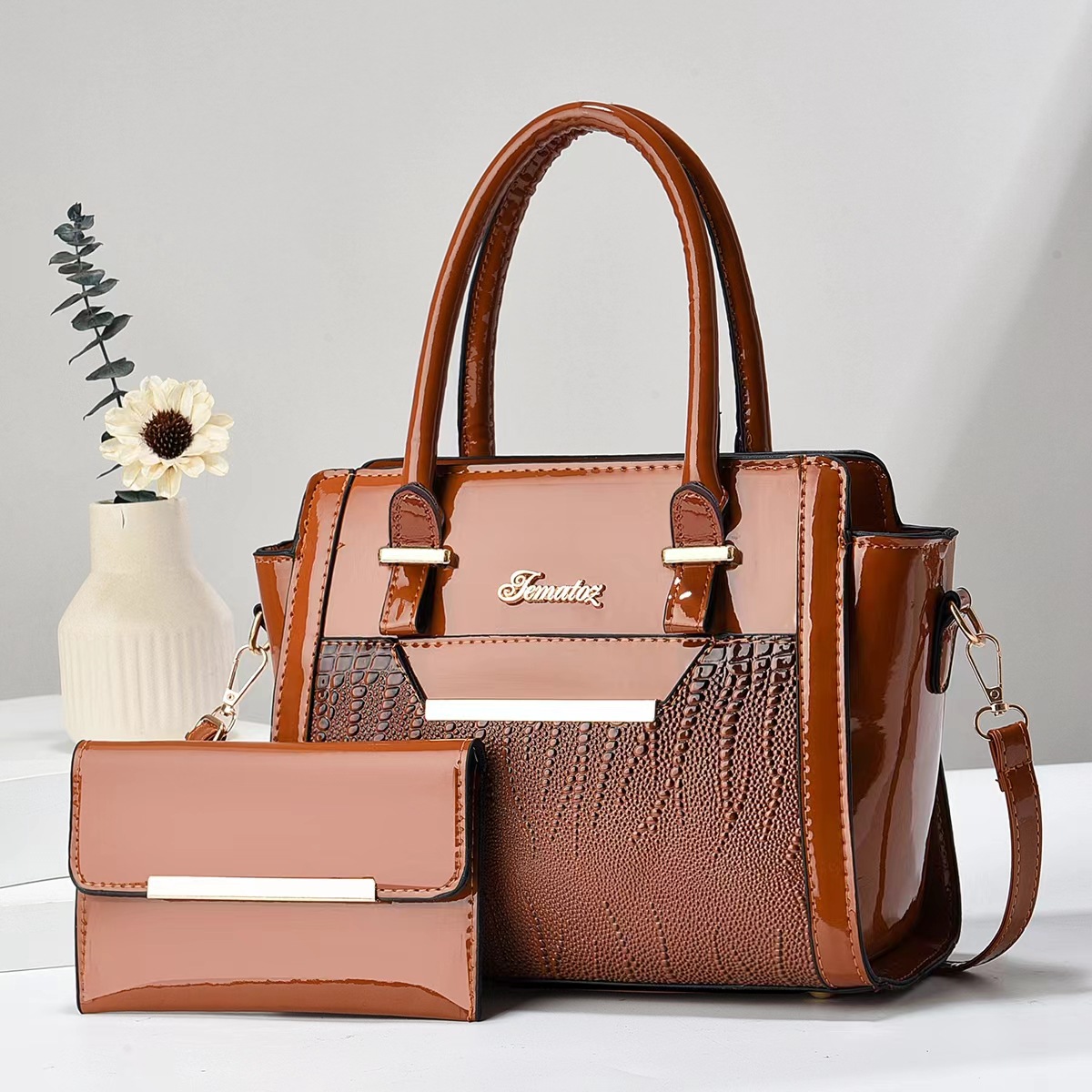 2Psc Set Women Handbags Large Capacity Women Bag Ladies Leather Tote Shoulder Bags