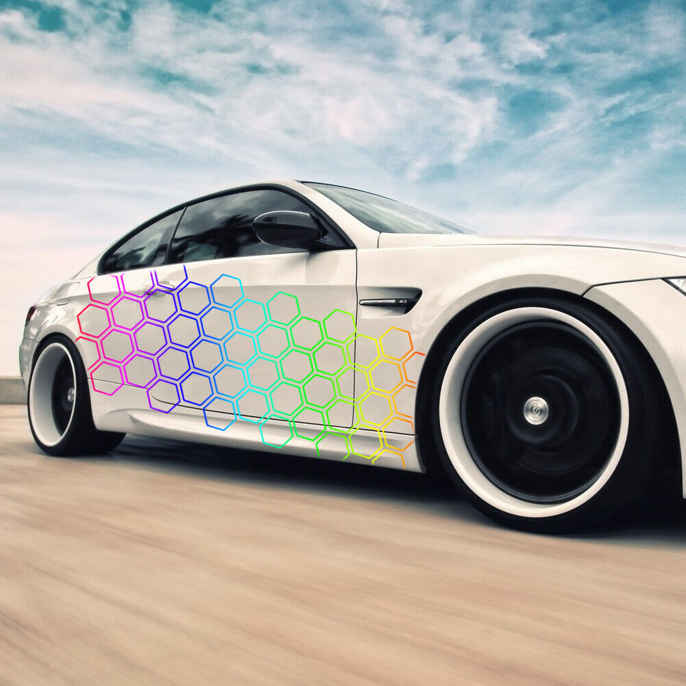 Creative Open Style Auto Graphics Honeycomb Decor Tuning Car Side Sticker For Audi Benz Universal Cars