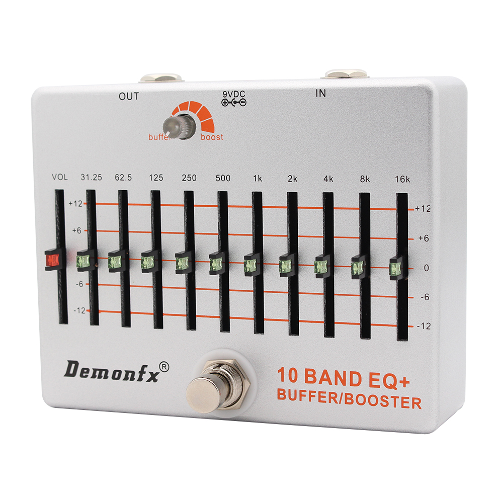 NEW Demonfx 10 Band EQ+ Buffer Boost Guitar Bass Effect Pedal Equalizer Buffer Boost