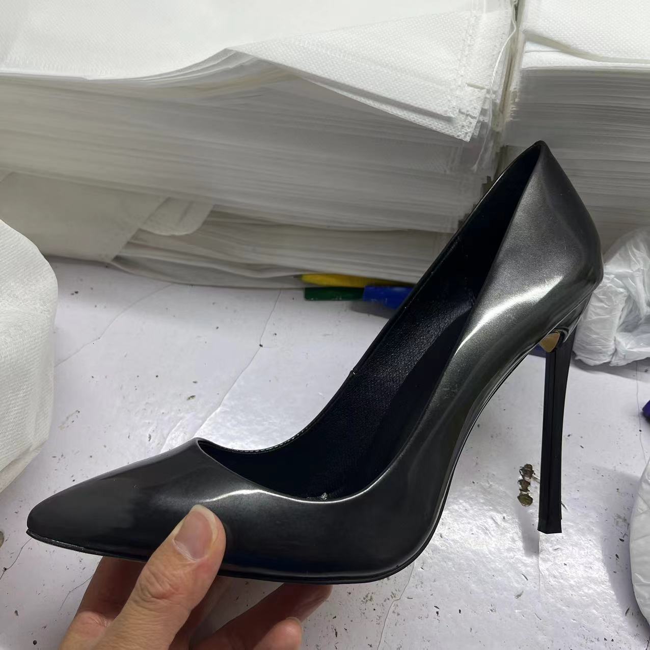 Women's Pointed-Toe Shallow-Mouth Metal Heel Shoes Woman Heels 68