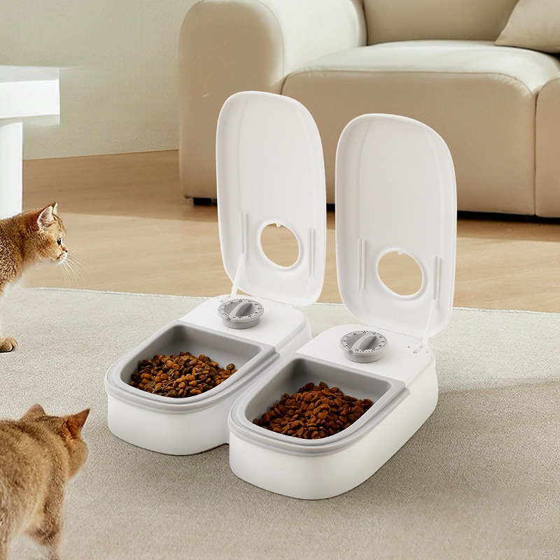 Pet Automatic Timing Feeder Large Capacity Dry&wet Food Container Detachable Electric Double Dish Bowl for Cats Dogs
