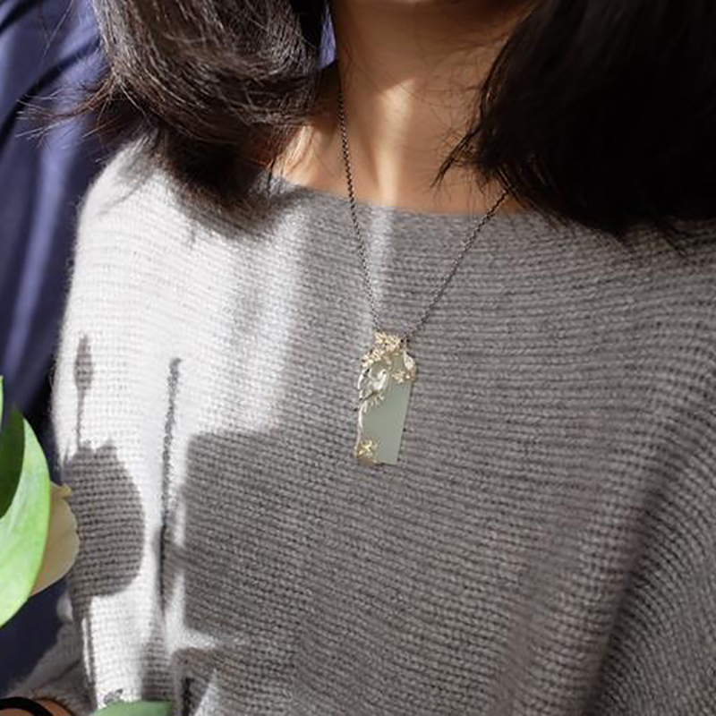 Silver Inlaid Natural Hetian Jade Ethnic Style Clavicle Necklace Phoenix Pendant Exquisite Ladies Wedding Engagement Jewelry