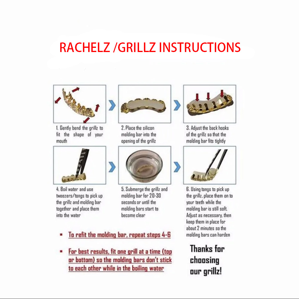 RACHELZ Hip Hop Double Hollow Fangs Tooth Cap 14K Gold Plated Dental Grills Teeth Grillz For Women Men Halloween Jewelry Gift
