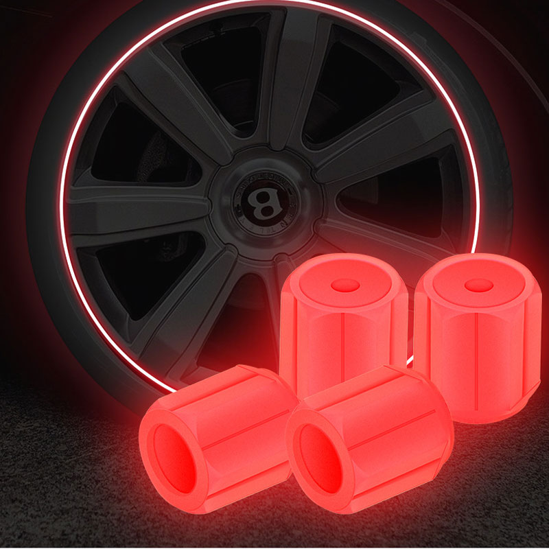 10PCS Luminous Vae Caps Fluorescent Red Night Glowing Car Motorcycle Bicycle Wheel Styling Tyre Hub Universal Cap Decor