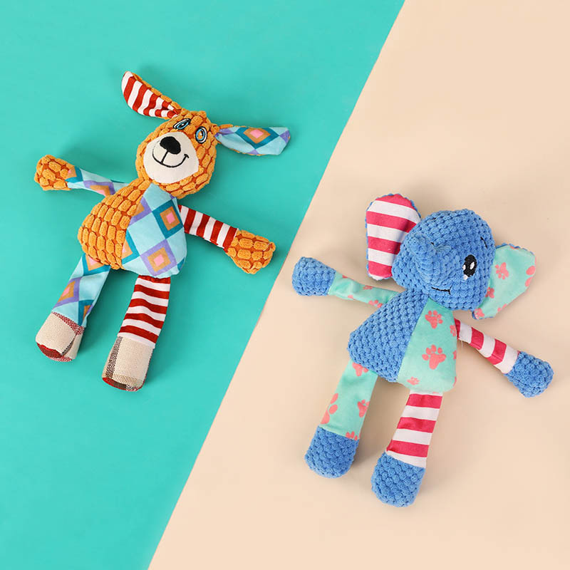 Pet Plush Toy Cat Dog Interactive Teething Toys Cute Animal Style Bite Resistant Squeaky Teeth Cleaning Chew Toy Pet Supplies