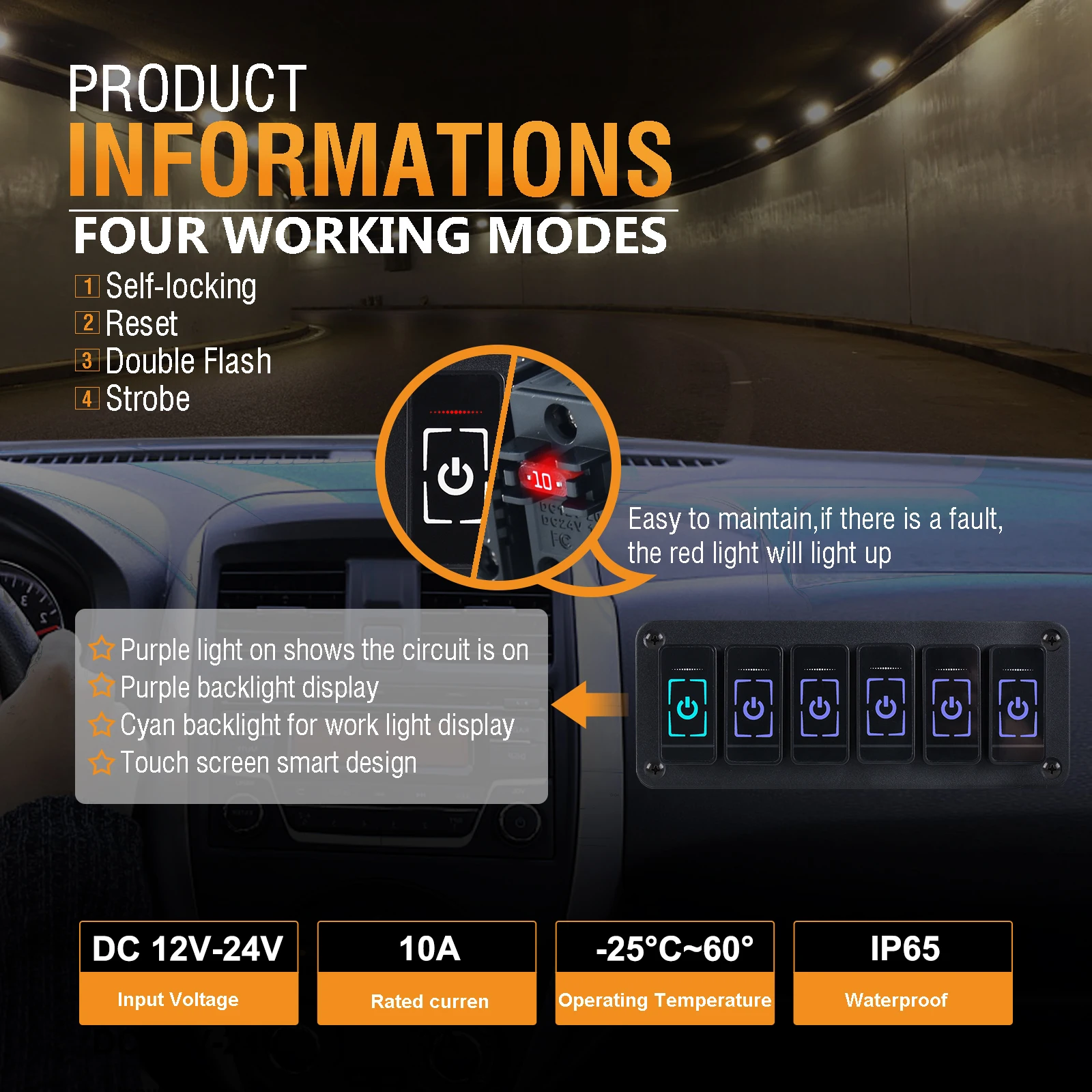 New touch screen 2-8 Gangs Universal LED Switch Panel Light Slim Electronic Relay System for SUV UTV Boat Caravan