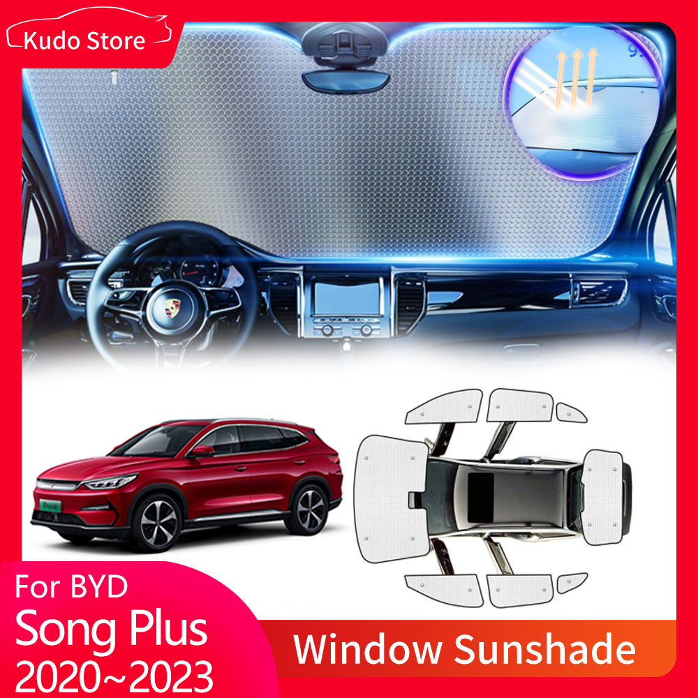 Full Coverage Sunshades for BYD Song Plus EV 2020~2023 Front Windshields Visor Mats Rear Window Sun Protecti Carpets Accessories 96aed