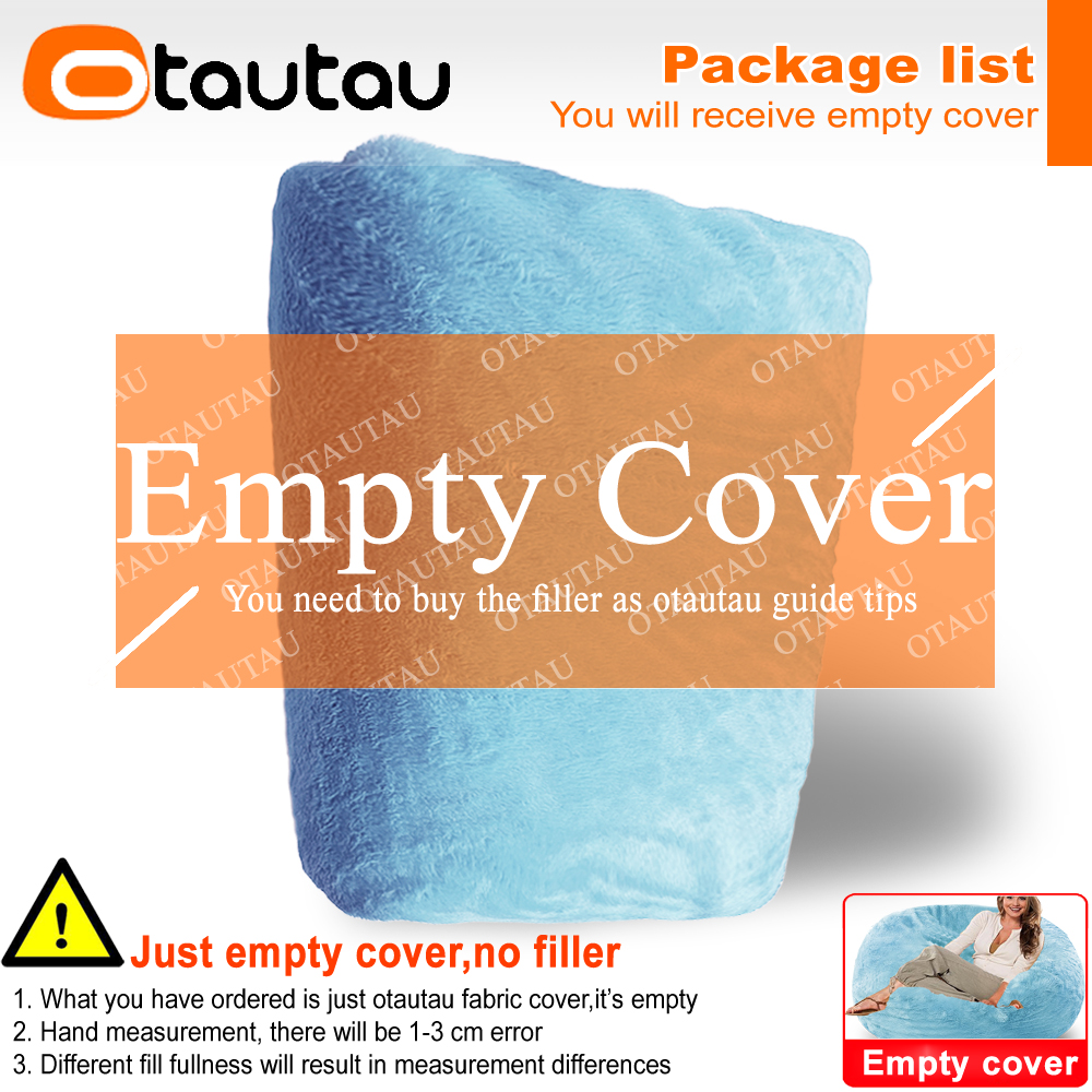 OTAUTAU 4/4.5/5ft Soft Fur Bean Bag Cover Giant Beanbag Pouf Floor Seat Chaise Lounge Recliner Game Movie Sac Couch DD1TM1T