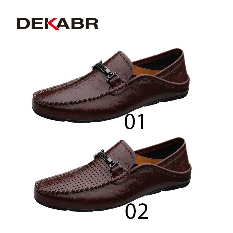 DEKABR Size 35-49 Men Loafers Soft Moccasins Summer High Quality Mens Shoes Casual Genuine Leather Driving Flats 3f1e