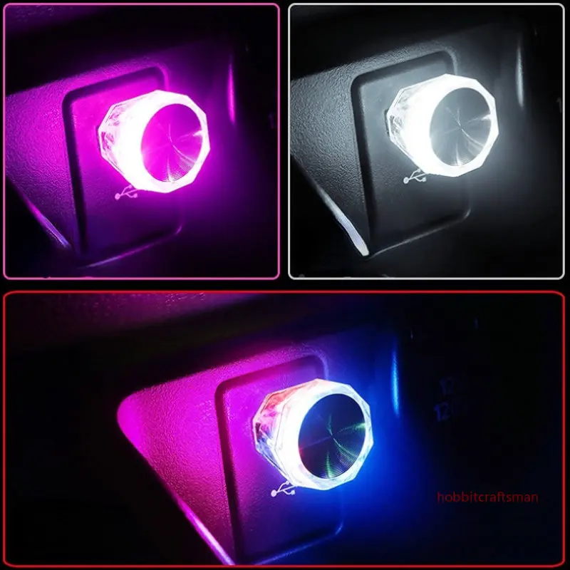 Cigarette Lighter USB Atmosphere LED Mini Colorful Night Light Wiring-Free Car Interior Lighting Universal Accessories