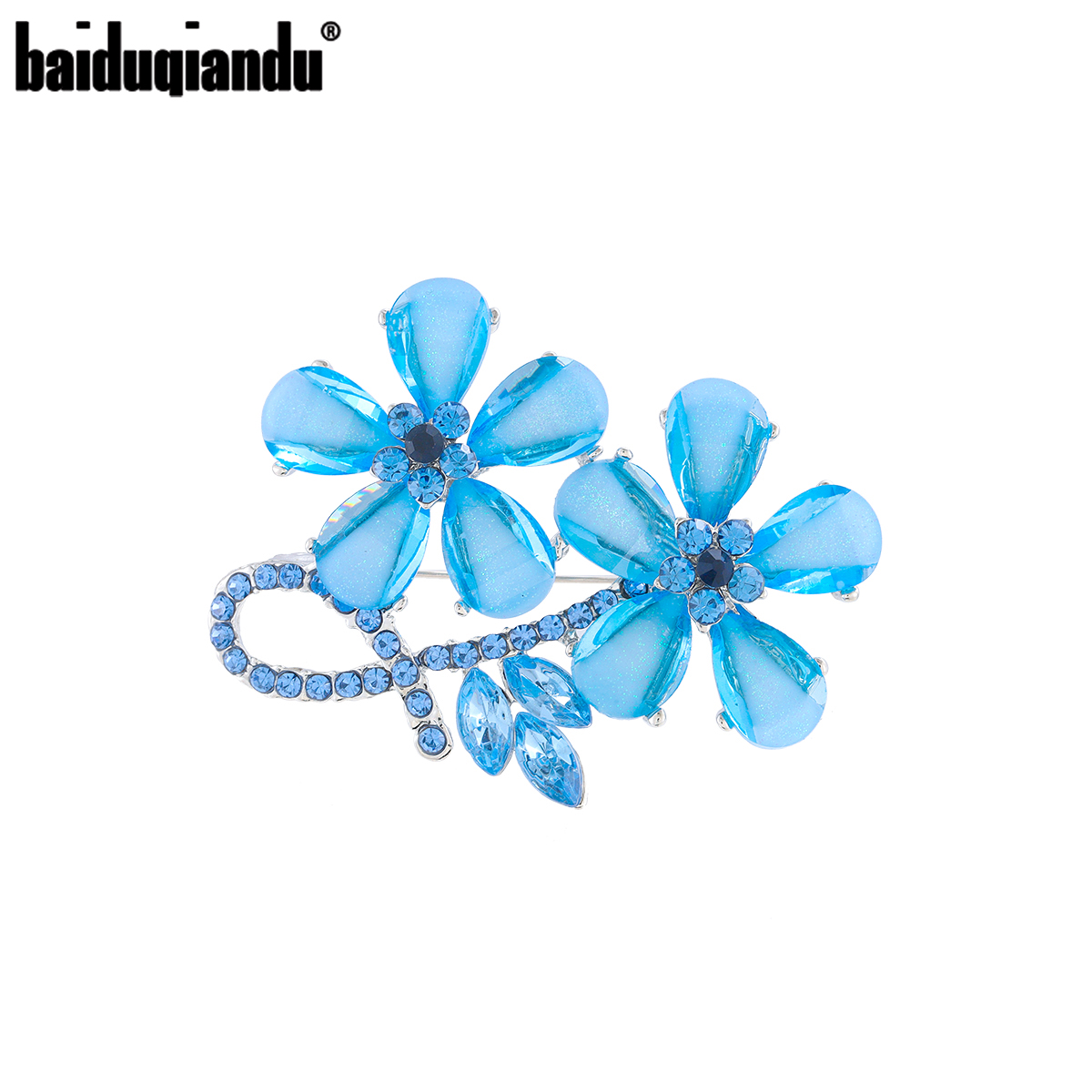Baiduqiandu Crystal Double Flower Brooch Pins For Women Girls a666c 5 2b39f
