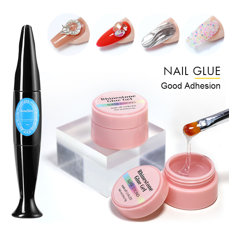 NAILCO Strong Glue Gel Rhinestones Nails Art Decorationes UV Manicure Nail Tool No Wipe Jewelry Rhinestone Crystal Good Adhesion