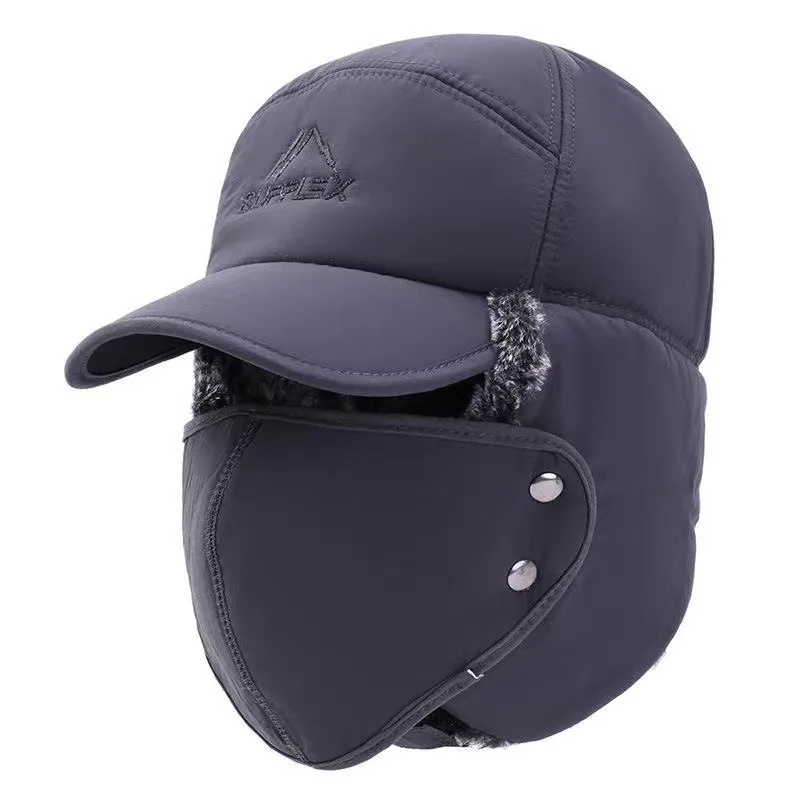 Men Winter Thermal Warm Faux Fur Bomber Hats Women Ear Flap Face Mouth Cover Windproof Cycling Ski Cap Thicken Sport Caps