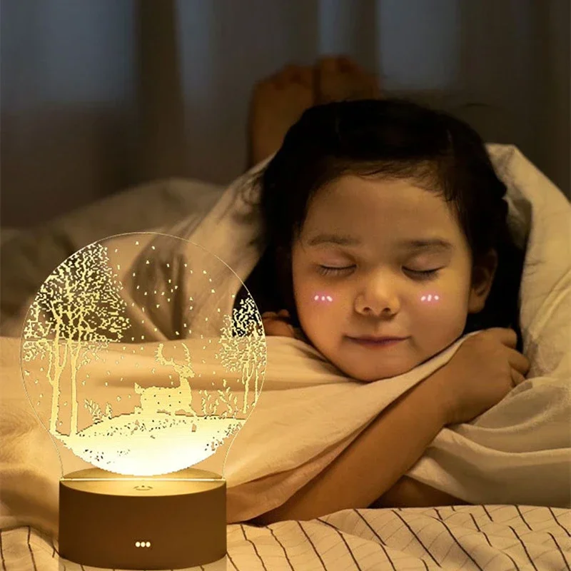 Heart Love Acrylic 3D Night Light USB DIY Kids Bedroom Night Lamp for Valentine's Day Decor Christmas Wedding Cute Gifts 2023