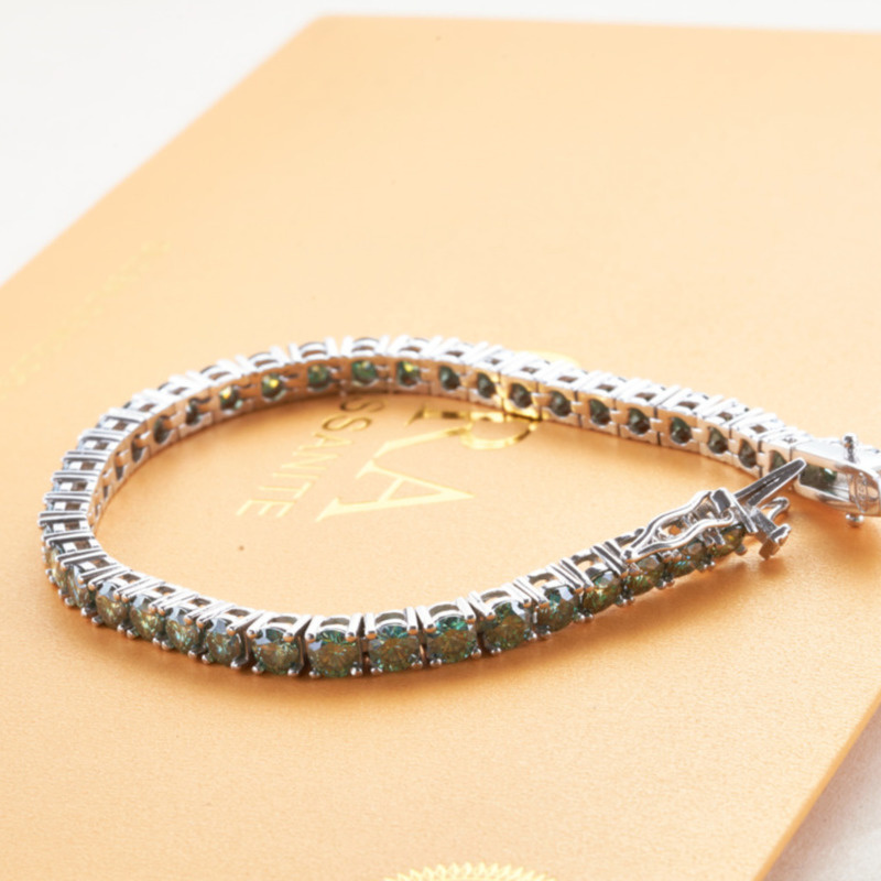 JoyceJelly Rose Gold Color Tennis Bracelet With D Color VVS Moissanite Dia Jewely Sterling Sier Bracelets For Women fecf6