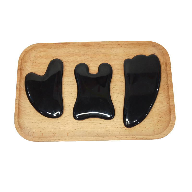 Obsidian Gua Sha Boards Traditional Therapy Natural Stones For Whole Body Massage Tools Fat Burning Heart-Shaped Shofar-Shaped
