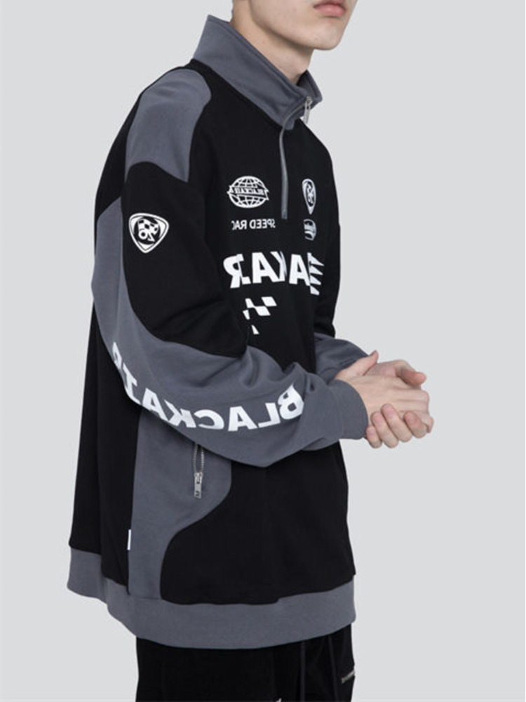 Vintage Racer Motorcycle Sweatshirt Half Zip Sweatshirt Men Oversized Streetwear Men Women Lounge Wear Couple Clothes